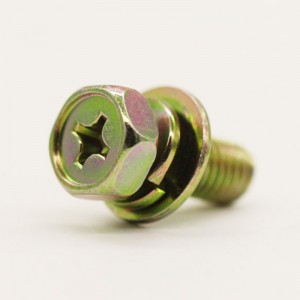 μπουλόνι εξάγωνης κεφαλής με εγκάρσια εσοχή με εσοχή και ελατηριωτή ροδέλα